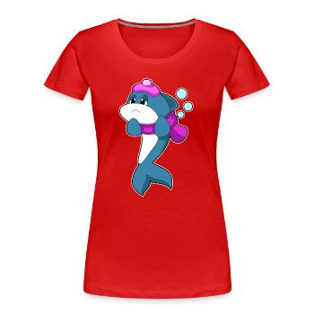 Dolphin Hot Water Bottle - Women's Premium Organic T-Shirt - red - Front - Mia (176cm)
