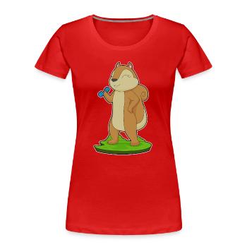 Eichhörnchen Bodybuilder Hantel Bodybuilding - Frauen Premium Bio T-Shirt - Rot - Vorne - Mia (176cm)