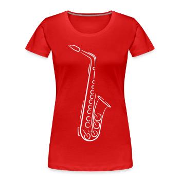 Saxophon Skizze - Frauen Premium Bio T-Shirt - Rot - Vorne - Mia (176cm)