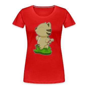 Cat Jogger Jogging Sport - T-shirt bio Premium Femme - rouge - Devant - Mia (176cm)