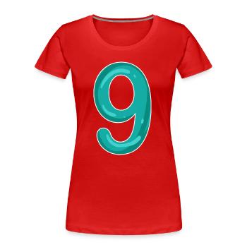 Numéro 9 - Neuf - 9 Motif - T-shirt bio Premium Femme - rouge - Devant - Mia (176cm)