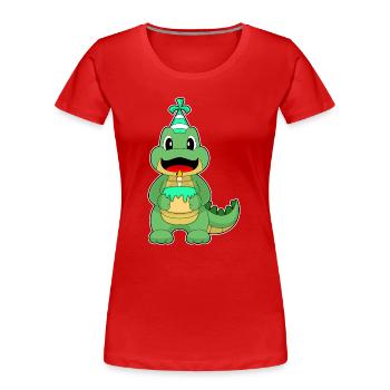 Gâteau d’anniversaire crocodile - T-shirt bio Premium Femme - rouge - Devant - Mia (176cm)