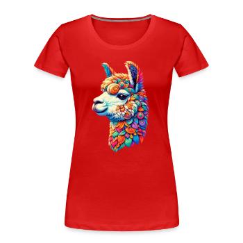 Alpaca - Women's Premium Organic T-Shirt - red - Front - Mia (176cm)