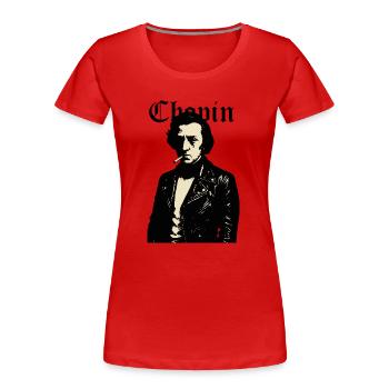 Chopin Noir Rebell Lederporträt - Frauen Premium Bio T-Shirt - Rot - Vorne - Mia (176cm)
