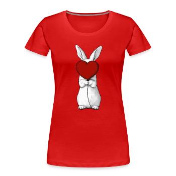 Häschen Herzumarmung - Frauen Premium Bio T-Shirt - Rot - Vorne - Mia (176cm)