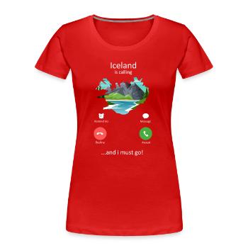 Island ruft und ich muss Kunst bereisen - Frauen Premium Bio T-Shirt - Rot - Vorne - Mia (176cm)