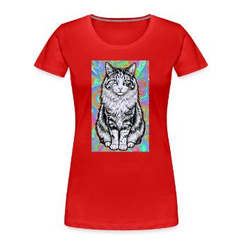 chat - T-shirt bio Premium Femme - rouge - Devant - Mia (176cm)