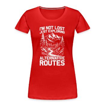 Alternative routes Wandern Berge Bergsteigen - Frauen Premium Bio T-Shirt - Rot - Vorne - Mia (176cm)