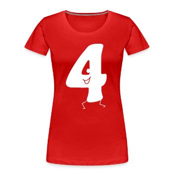 Funny Four : Minimal Numeral 4 | Quatrième - T-shirt bio Premium Femme - rouge - Devant - Mia (176cm)