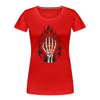 Flaming Skeleton Hand - Women's Premium Organic T-Shirt - red - Front - Mia (176cm)