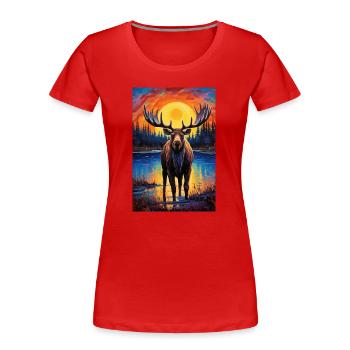 Elch - Frauen Premium Bio T-Shirt - Rot - Vorne - Mia (176cm)
