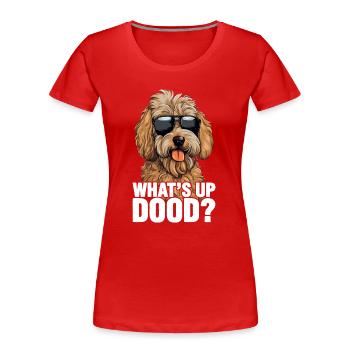 Goldendoodle Whats Up Dood - T-shirt bio Premium Femme - rouge - Devant - Mia (176cm)