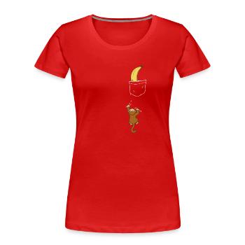 Singe Singe Animal Gorille Chimpanzé - T-shirt bio Premium Femme - rouge - Devant - Mia (176cm)