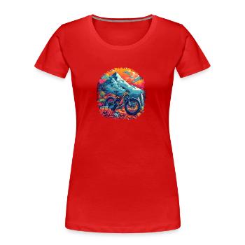 VTT Retrowave - T-shirt bio Premium Femme - rouge - Devant - Mia (176cm)