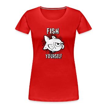 Pêchez-vous (gribouiller) - T-shirt bio Premium Femme - rouge - Devant - Mia (176cm)