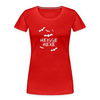heisse hexe,hexe,halloween,fledermaus,weiss - Frauen Premium Bio T-Shirt - Rot - Vorne - Mia (176cm)