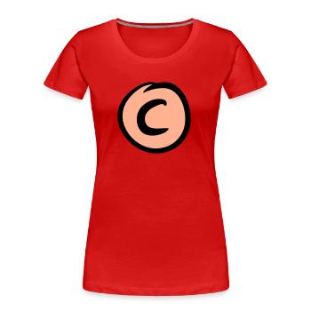 Copyright Zeichen. © Copy Symbol. Handgezeichnet. - Frauen Premium Bio T-Shirt - Rot - Vorne - Mia (176cm)
