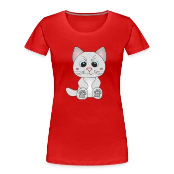 Süße graue Katze - Frauen Premium Bio T-Shirt - Rot - Vorne - Mia (176cm)