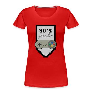 90er Generation - Frauen Premium Bio T-Shirt - Rot - Vorne - Mia (176cm)