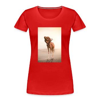 Giraffe with a knot in the throat - Women's Premium Organic T-Shirt - red - Front - Mia (176cm)