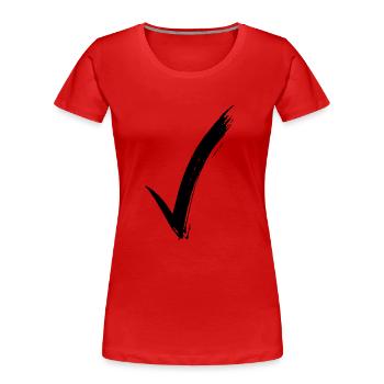 check - Frauen Premium Bio T-Shirt - Rot - Vorne - Mia (176cm)