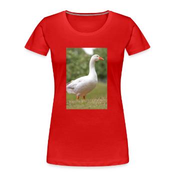 Oie blanche (oie domestique) - T-shirt bio Premium Femme - rouge - Devant - Mia (176cm)
