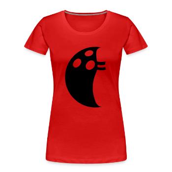 Demi bowling grève texte logo broches noires hit r - T-shirt bio Premium Femme - rouge - Devant - Mia (176cm)
