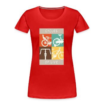 Cycles of live Bike Fahrrad - Women's Premium Organic T-Shirt - red - Front - Mia (176cm)