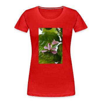 Hymenopus coronatus rose nymphe -Orchidée mante - T-shirt bio Premium Femme - rouge - Devant - Mia (176cm)