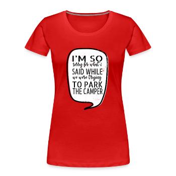 sayings van life hike fun camper van - Women's Premium Organic T-Shirt - red - Front - Mia (176cm)