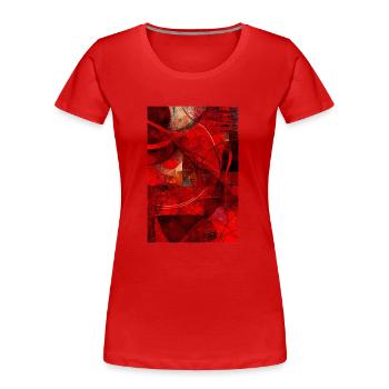 Fabric red pattern abstract - Frauen Premium Bio T-Shirt - Rot - Vorne - Mia (176cm)