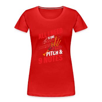Tout ce dont j’ai besoin, c’est d’un emplacement et 9 notes de cornemuse - T-shirt bio Premium Femme - rouge - Devant - Mia (176cm)