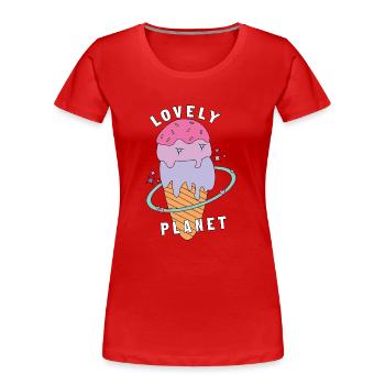 Lovely planet ice cream. - Women's Premium Organic T-Shirt - red - Front - Mia (176cm)