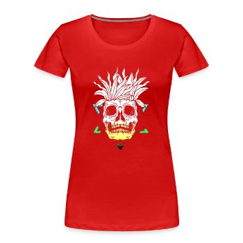 Squelette Squelette Os de patineur Tête de squelette de crâne - T-shirt bio Premium Femme - rouge - Devant - Mia (176cm)