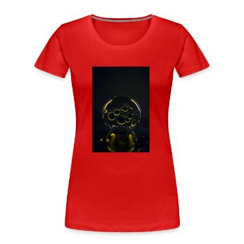 Blasen in einer Blase gelb 1 - Frauen Premium Bio T-Shirt - Rot - Vorne - Mia (176cm)
