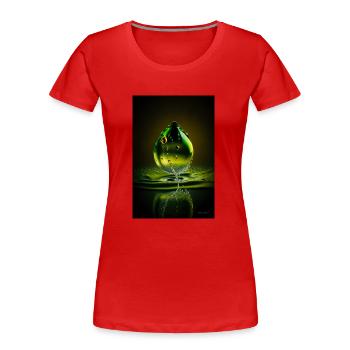 Drops green 3 - Women's Premium Organic T-Shirt - red - Front - Mia (176cm)