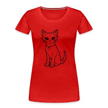 Katze Katzen Kätzchen Katzendame - Frauen Premium Bio T-Shirt - Rot - Vorne - Mia (176cm)