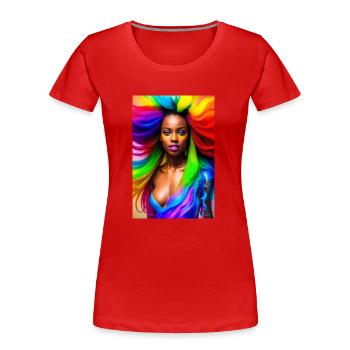 Néon Beauté 2 - T-shirt bio Premium Femme - rouge - Devant - Mia (176cm)