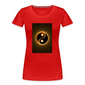 Yin Yang orange 2 - Frauen Premium Bio T-Shirt - Rot - Vorne - Mia (176cm)