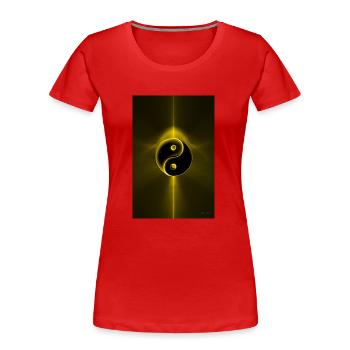 Yin Yang gelb 1 - Frauen Premium Bio T-Shirt - Rot - Vorne - Mia (176cm)