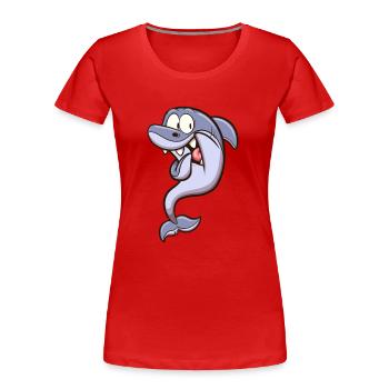 Scared Shark - Women's Premium Organic T-Shirt - red - Front - Mia (176cm)