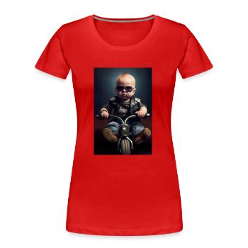 Bébé motard - T-shirt bio Premium Femme - rouge - Devant - Mia (176cm)