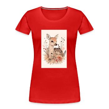 Reh - Frauen Premium Bio T-Shirt - Rot - Vorne - Mia (176cm)