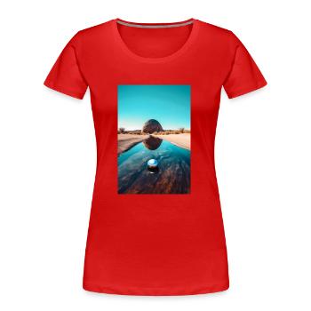 Rund - Frauen Premium Bio T-Shirt - Rot - Vorne - Mia (176cm)