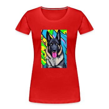 Impression pop art moderne | coloré | Shepard allemand - T-shirt bio Premium Femme - rouge - Devant - Mia (176cm)