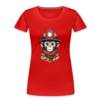 Fire Brigade Monkey | Fire Brigade Äffle - Women's Premium Organic T-Shirt - red - Front - Mia (176cm)