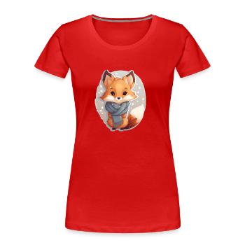 Renard en hiver - T-shirt bio Premium Femme - rouge - Devant - Mia (176cm)