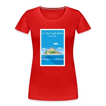MONT SAINT MICHEL - T-shirt bio Premium Femme - rouge - Devant - Mia (176cm)