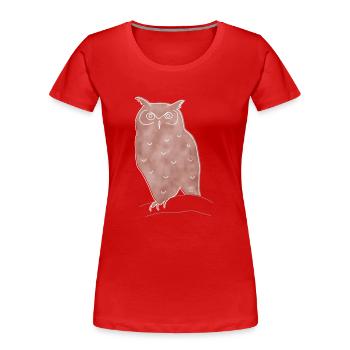 "Owl", Boho Line Art Design, Series "Woods" - Women's Premium Organic T-Shirt - red - Front - Mia (176cm)