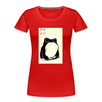 grenouille, affiche, asiatique, noir, pochoir - T-shirt bio Premium Femme - rouge - Devant - Mia (176cm)